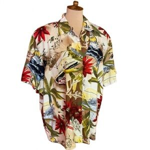 Vtg 90s Tropical flowers vacation shirt